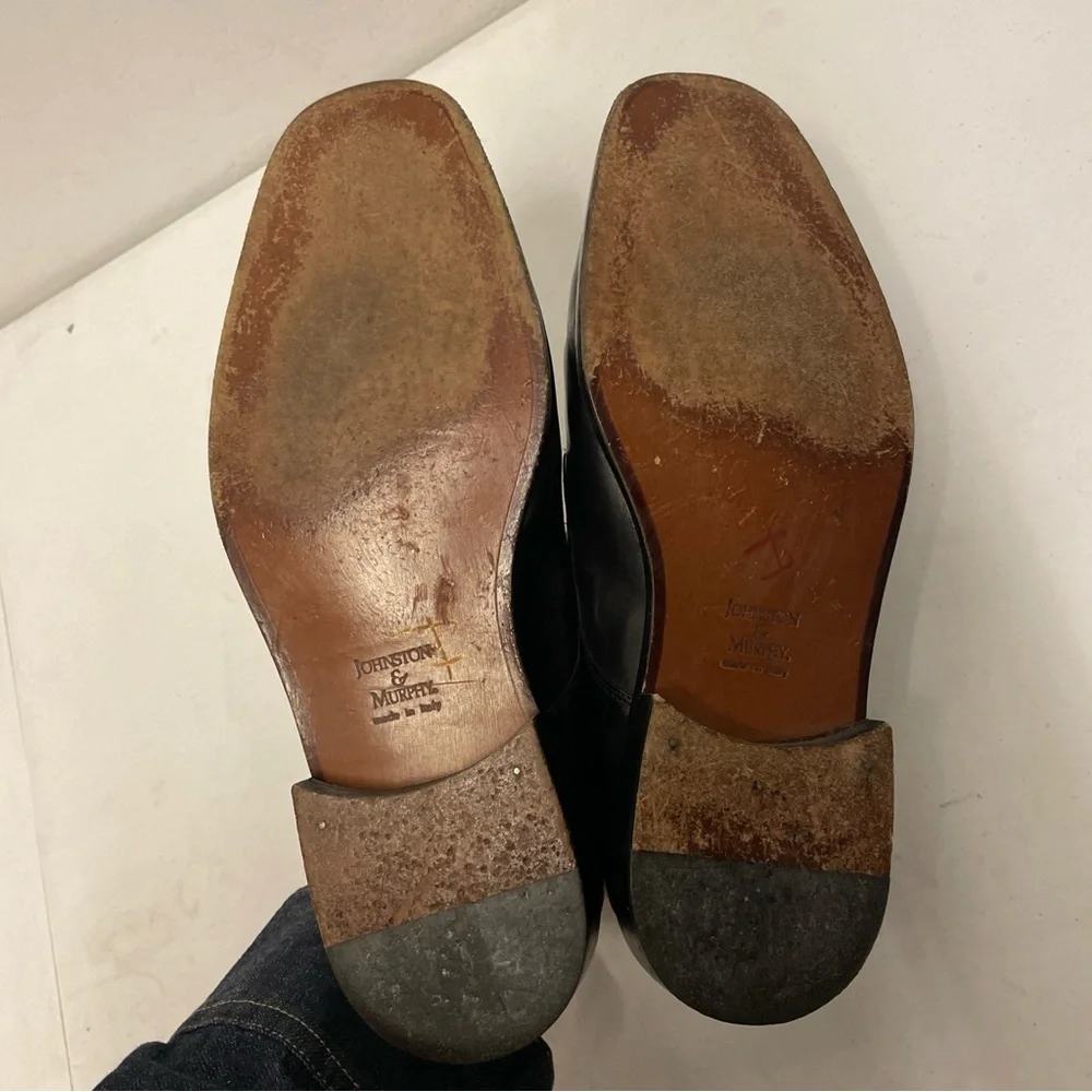 JOHNSTON & MURPHY Made in Italy‎ Bicycle Toe Oxford Shoe in Black Size 10 1/2 M